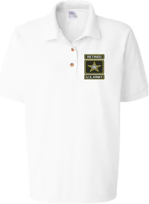 ALLNTRENDS Women's Polo T Shirt USA Retired Army Embroidered Military Polo Shirt