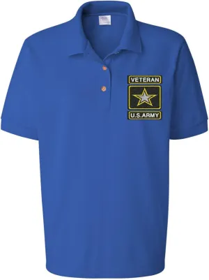 ALLNTRENDS Women's Polo T Shirt USA Veteran Army Embroidered Military Polo Shirt