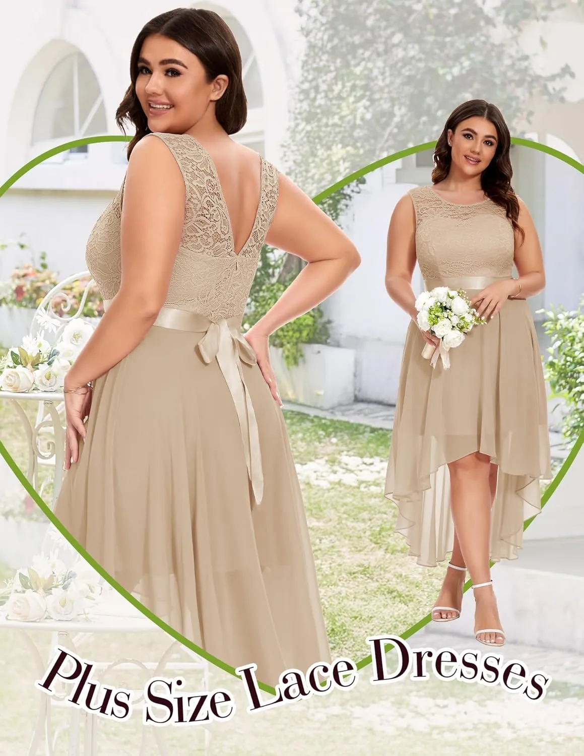 BeryLove Cocktail Prom Dresses 2025 Formal Wedding Guest Dresses Sleeveless Lace High Low Homecoming Dress