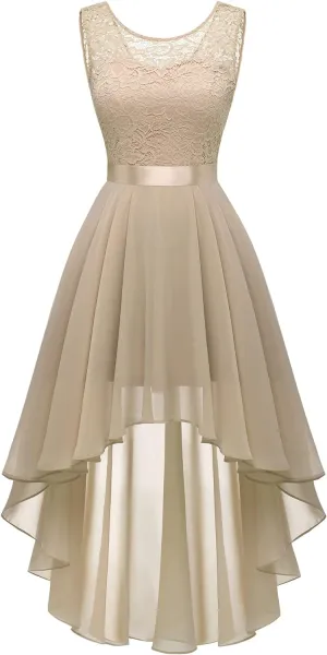 BeryLove Cocktail Prom Dresses 2025 Formal Wedding Guest Dresses Sleeveless Lace High Low Homecoming Dress