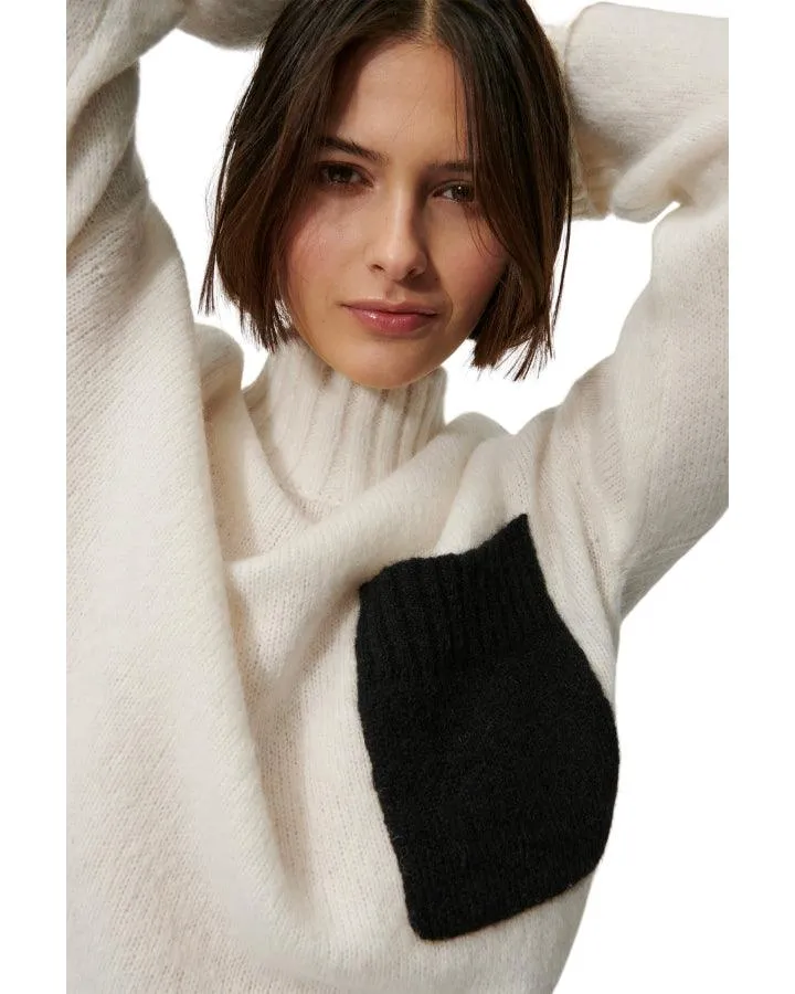Black Pocket Detail Knit Pullover