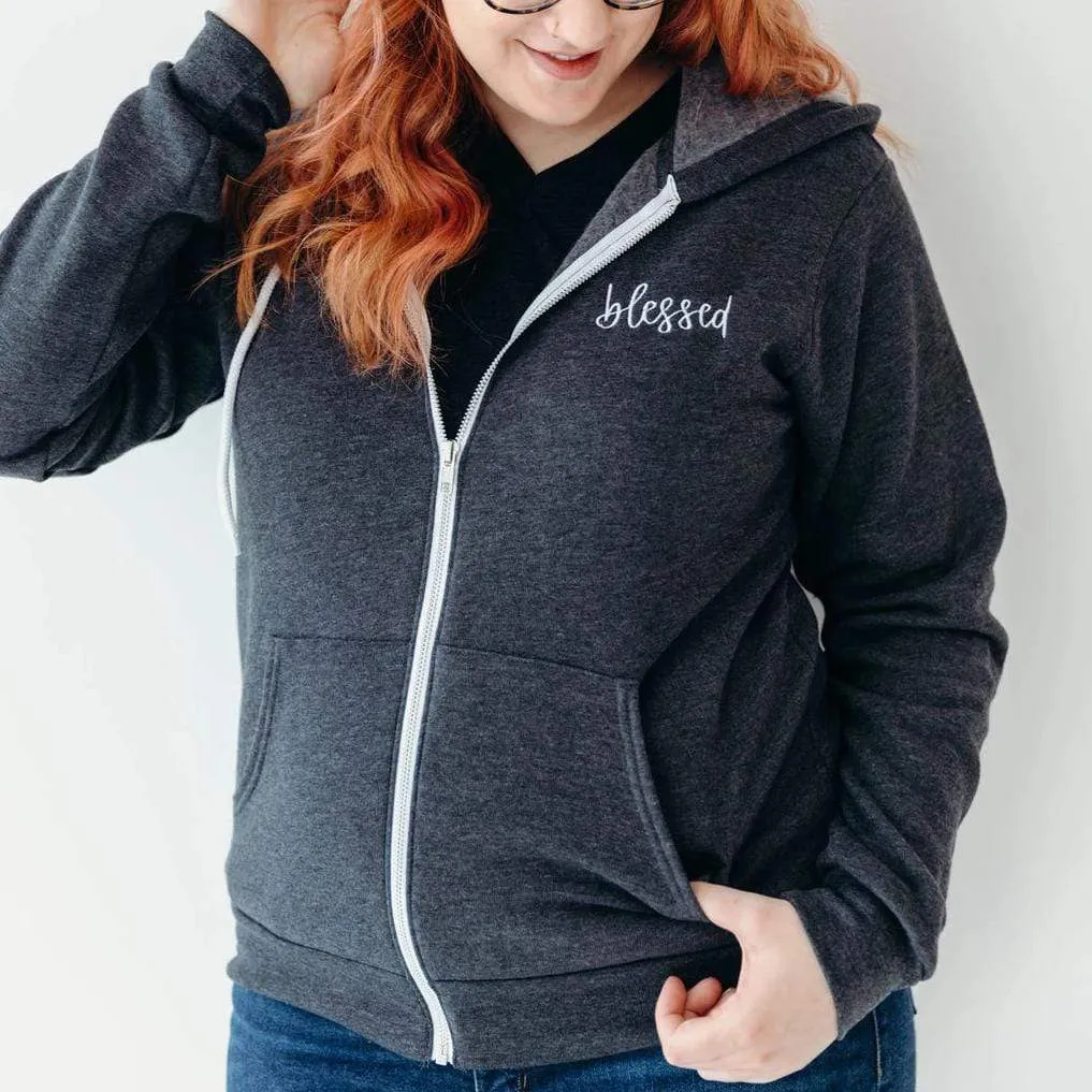 Blessed Premium Fleece Zip Up Hoodie