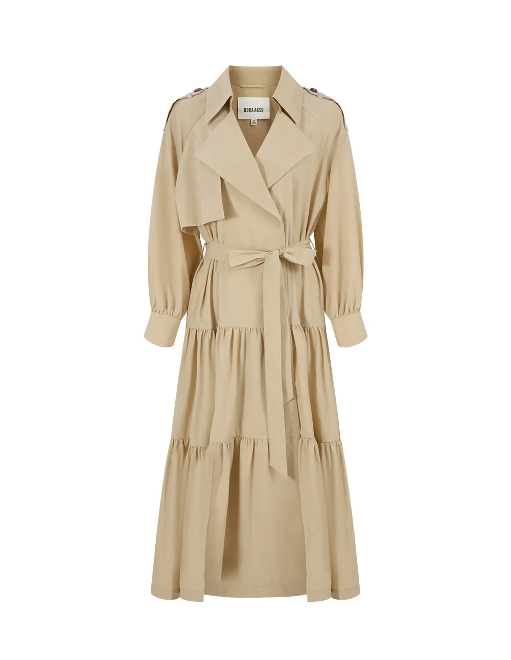 BORA AKSU British Style Lantern Sleeve Mid-Length Trench Coat