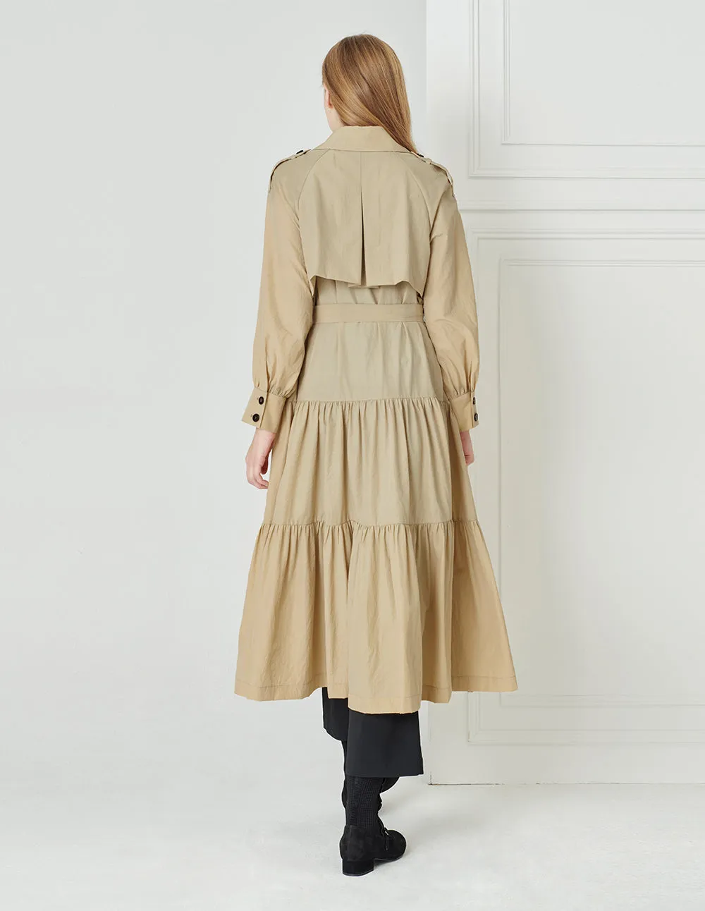 BORA AKSU British Style Lantern Sleeve Mid-Length Trench Coat
