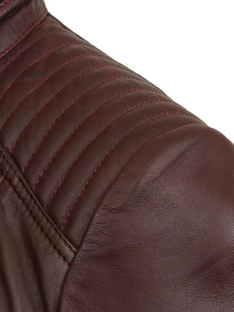 Burgundy Biker Leather Jacket