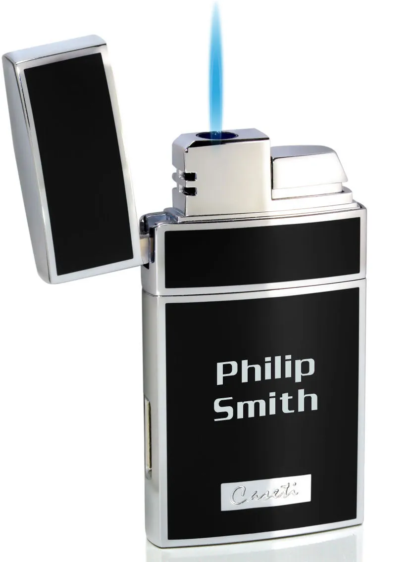 Caseti Troy Black Lacquer Single Flame Torch Lighter