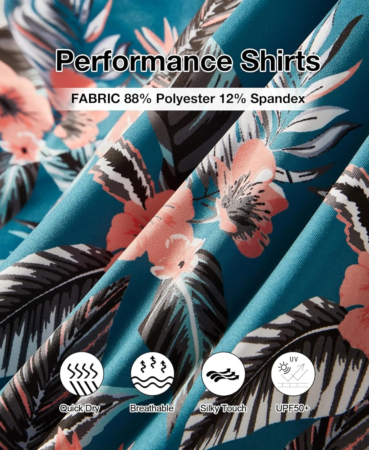 ELETOP Men's Golf Polo Shirts Short Sleeve Moisture Wicking Hawaiian Tropical Polos Performance Golf Shirts for Men Dry Fit
