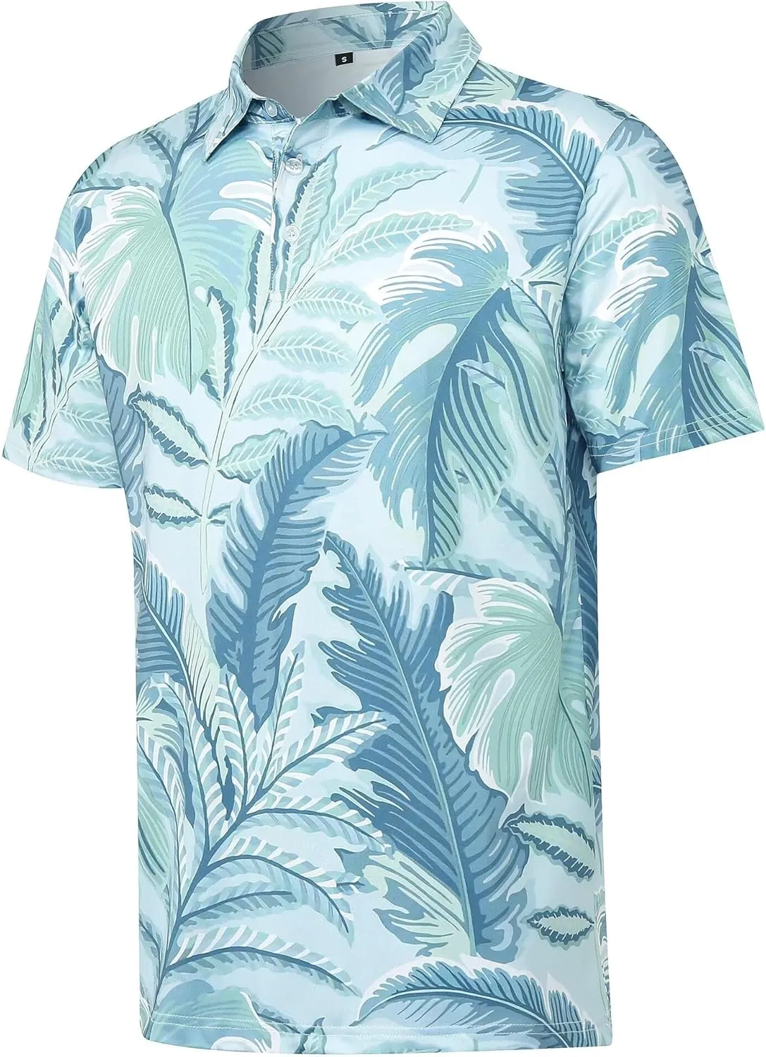 ELETOP Men's Golf Polo Shirts Short Sleeve Moisture Wicking Hawaiian Tropical Polos Performance Golf Shirts for Men Dry Fit