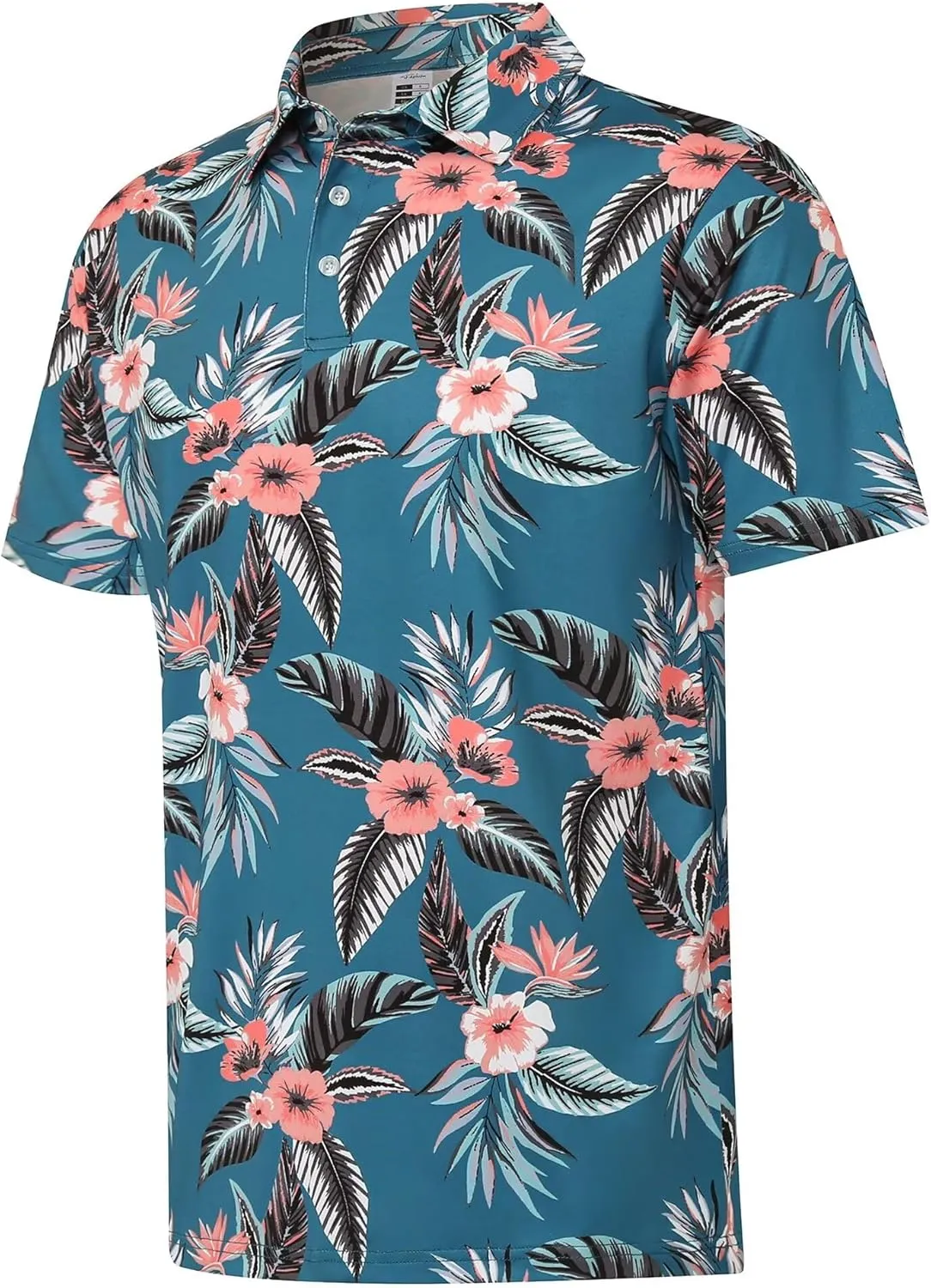 ELETOP Men's Golf Polo Shirts Short Sleeve Moisture Wicking Hawaiian Tropical Polos Performance Golf Shirts for Men Dry Fit