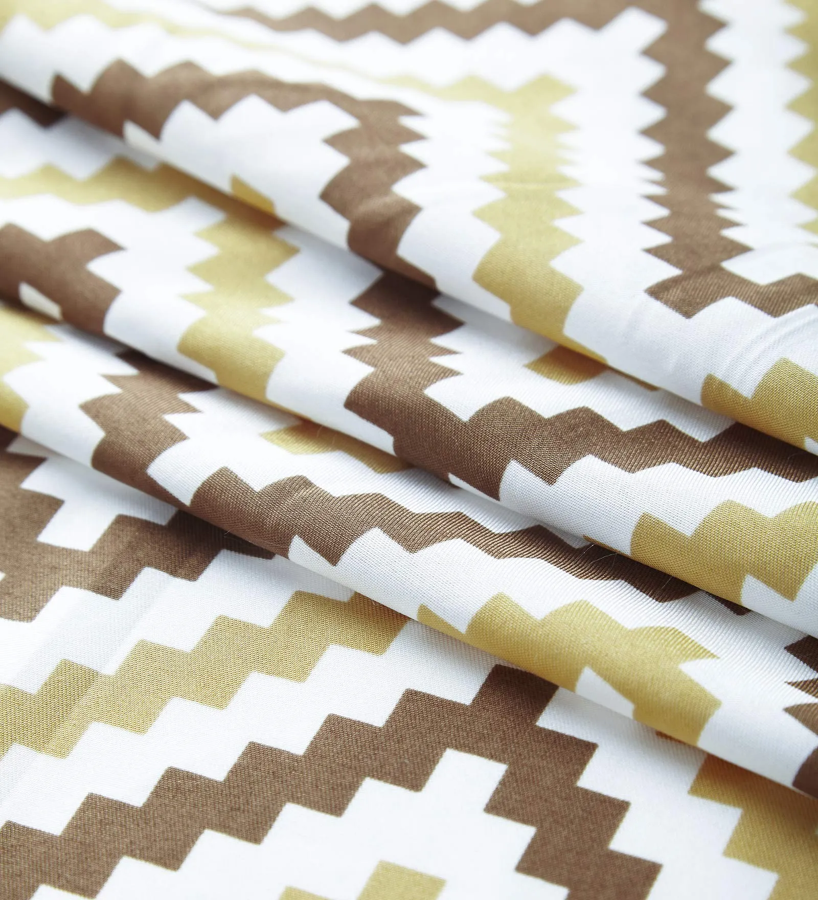 Encasa Homes Polyester Printed Door Curtains with Tie Back, 7 ft Long, Chevron 1 Beige, Pack of 2