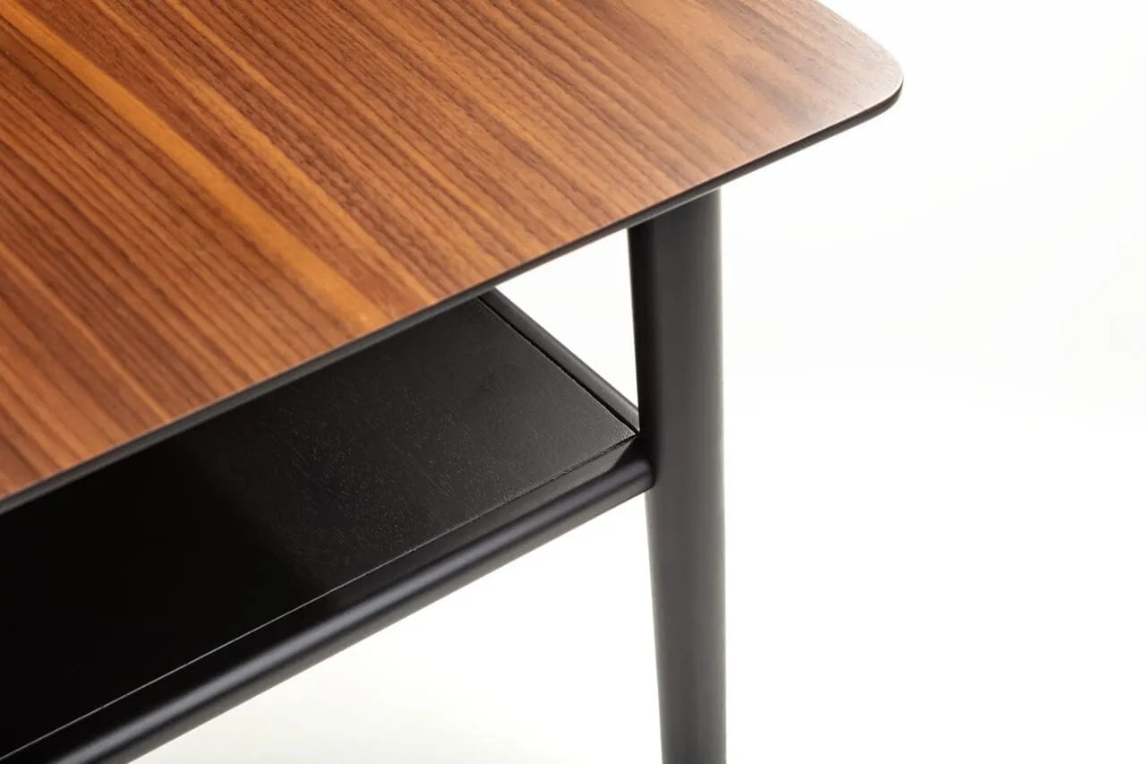FINDLAY LAMP TABLE WITH SHELF - WALNUT & BLACK