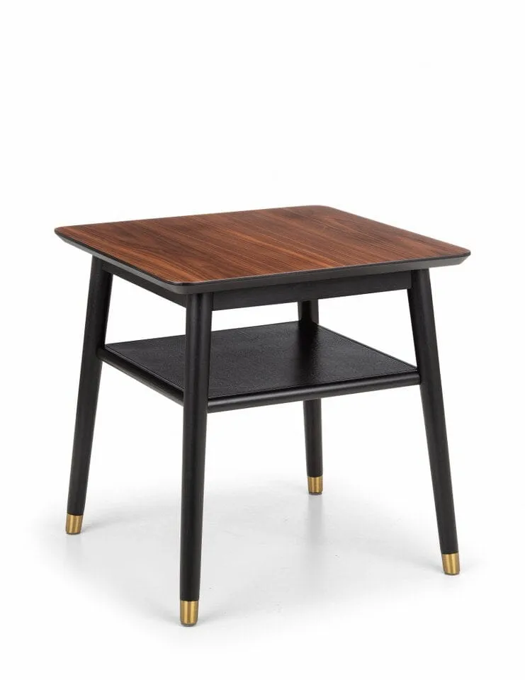 FINDLAY LAMP TABLE WITH SHELF - WALNUT & BLACK