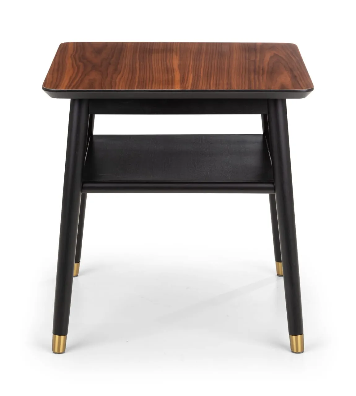 FINDLAY LAMP TABLE WITH SHELF - WALNUT & BLACK