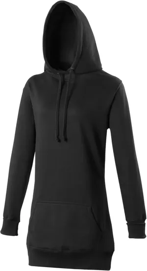 Girlie Womens Longline Hooded Sweatshirt/Hoodie (XS) (Jet Black)