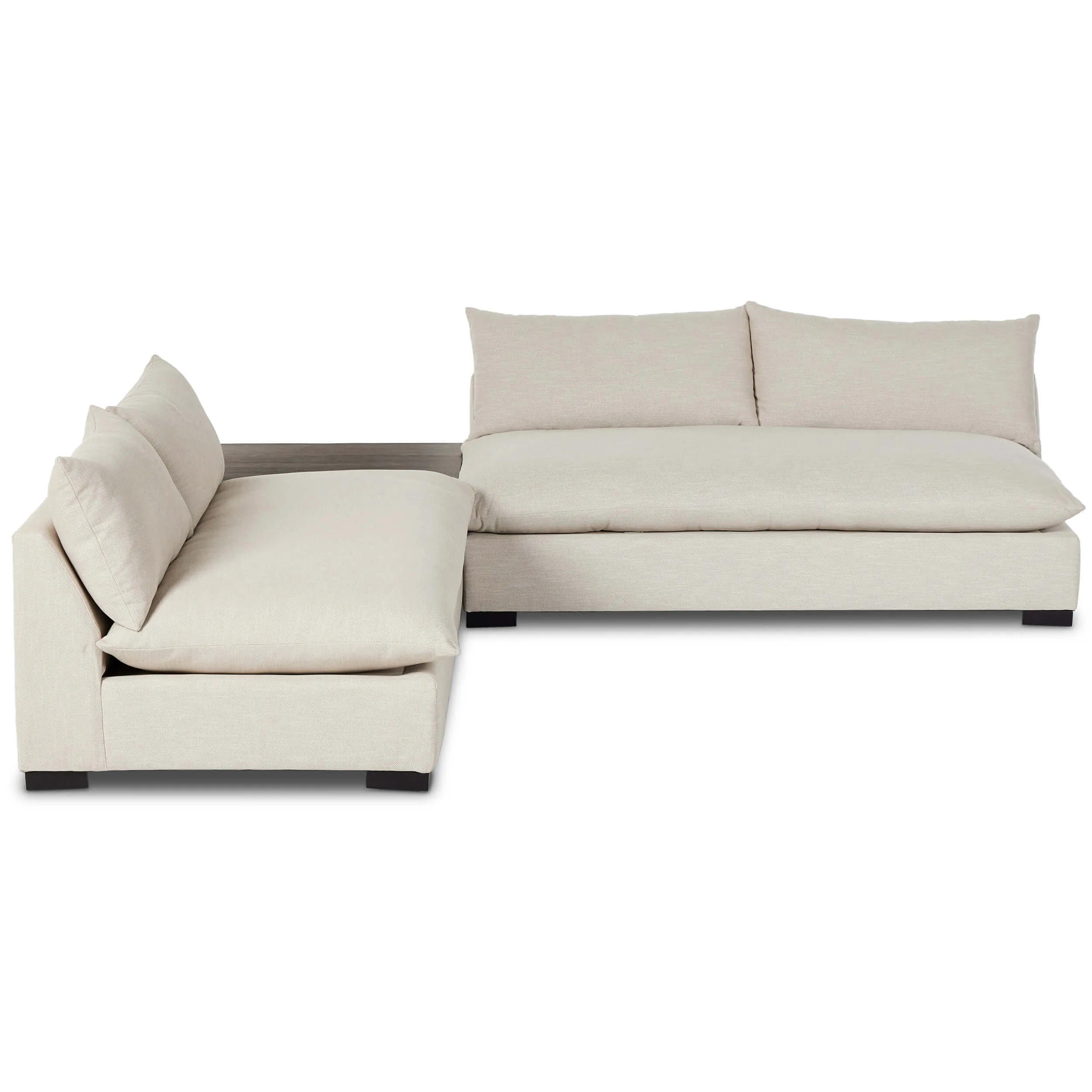 Grant Sectional w/Corner Table, Ashby Oatmeal/Dark Spalted Primavera