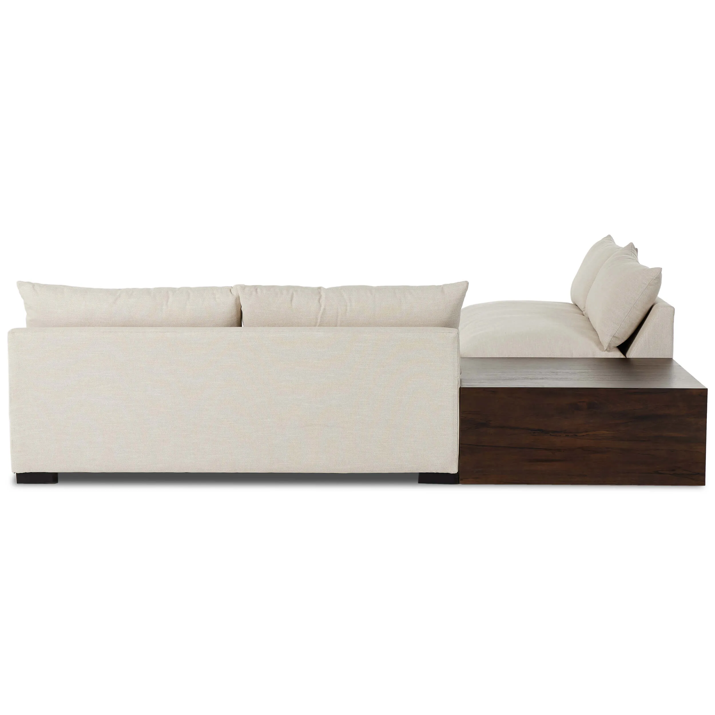 Grant Sectional w/Corner Table, Ashby Oatmeal/Dark Spalted Primavera