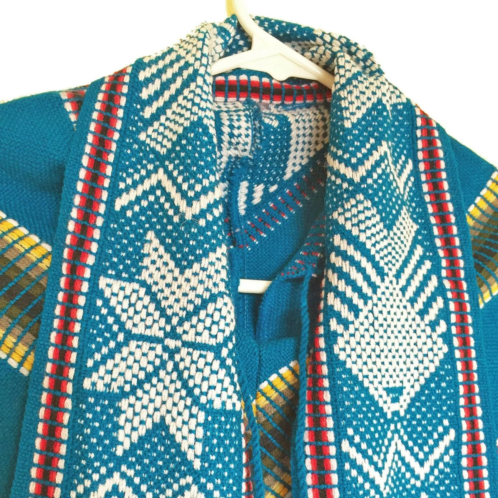 Gualaquiza - Alpaca wool Serape Poncho with scarf - Piranha pattern - Unisex