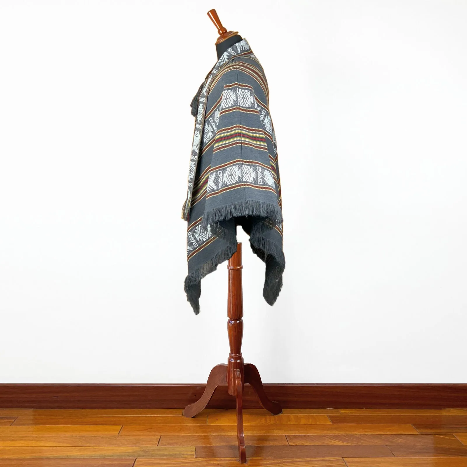 Gualaquiza - Alpaca wool Serape Poncho with scarf - Piranha pattern - Unisex