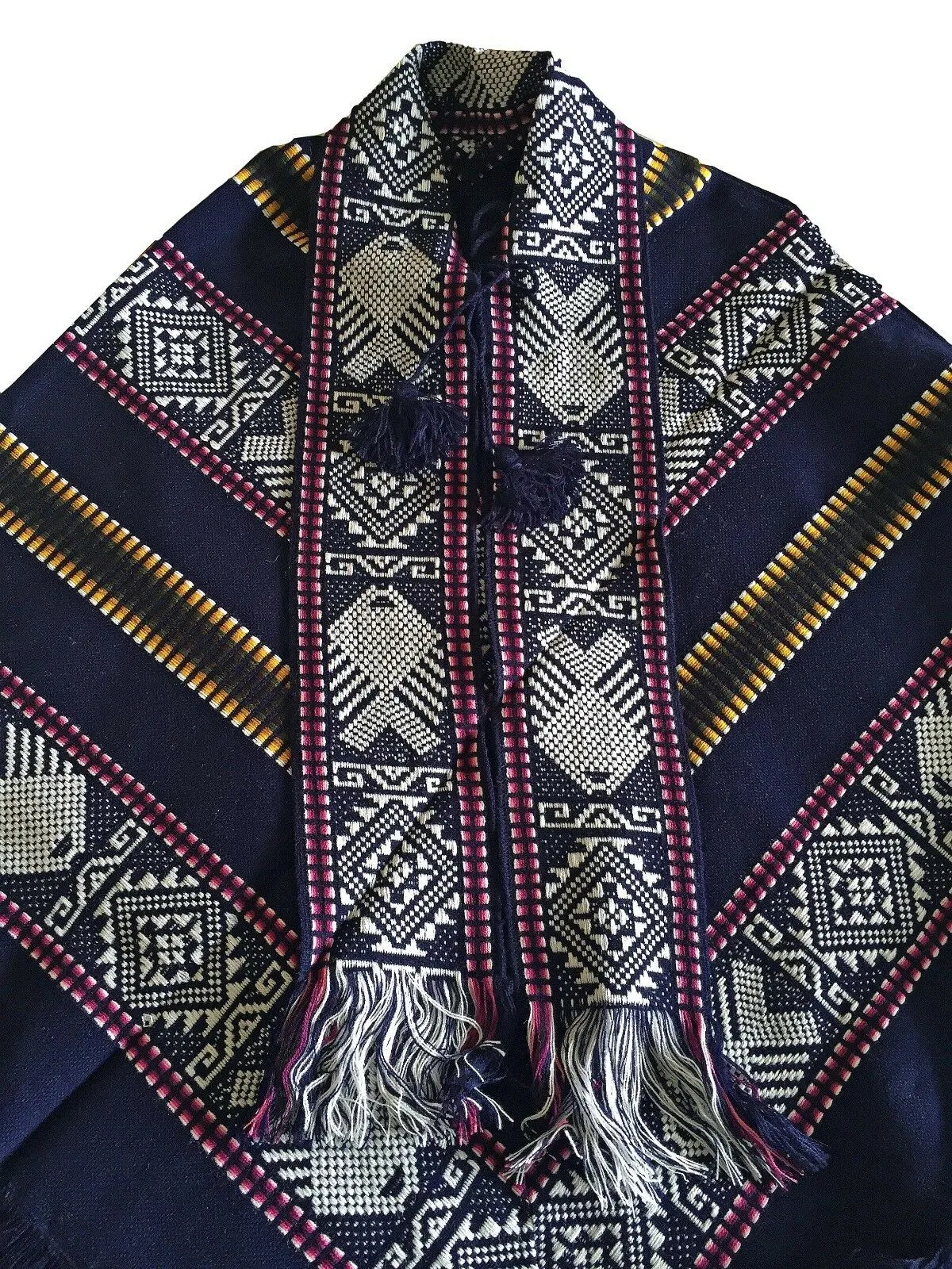 Gualaquiza - Alpaca wool Serape Poncho with scarf - Piranha pattern - Unisex