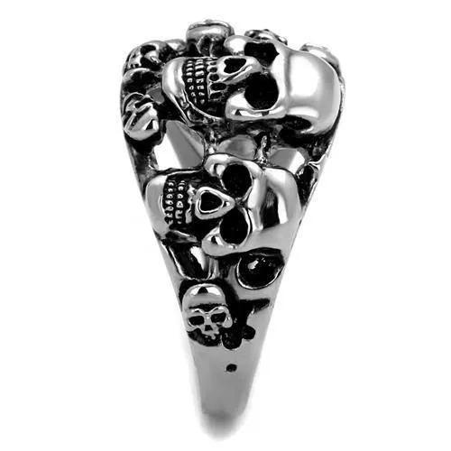 High polished (no plating) Stainless Steel Ring with Epoxy in Jet for Women Style TK2332