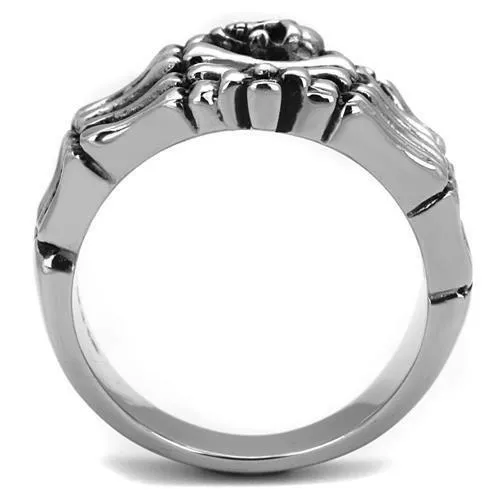 High polished (no plating) Stainless Steel Ring with Epoxy in Jet for Women Style TK2512