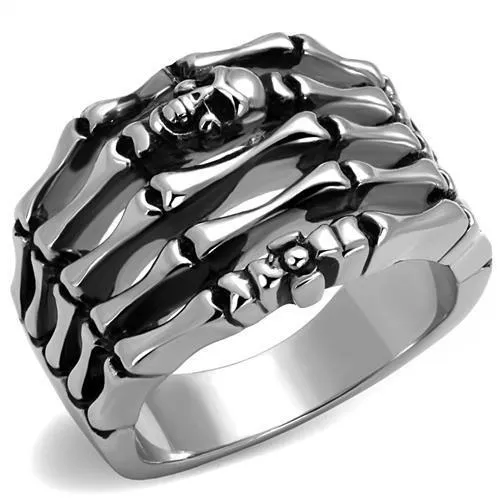 High polished (no plating) Stainless Steel Ring with Epoxy in Jet for Women Style TK2512
