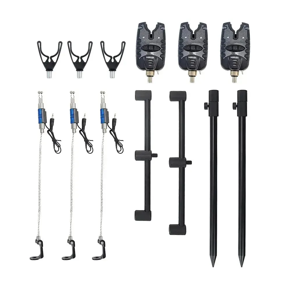 Hirisi Carp Fishing Bite Alarm Set and Swingers Fishing Rod Pod Holder