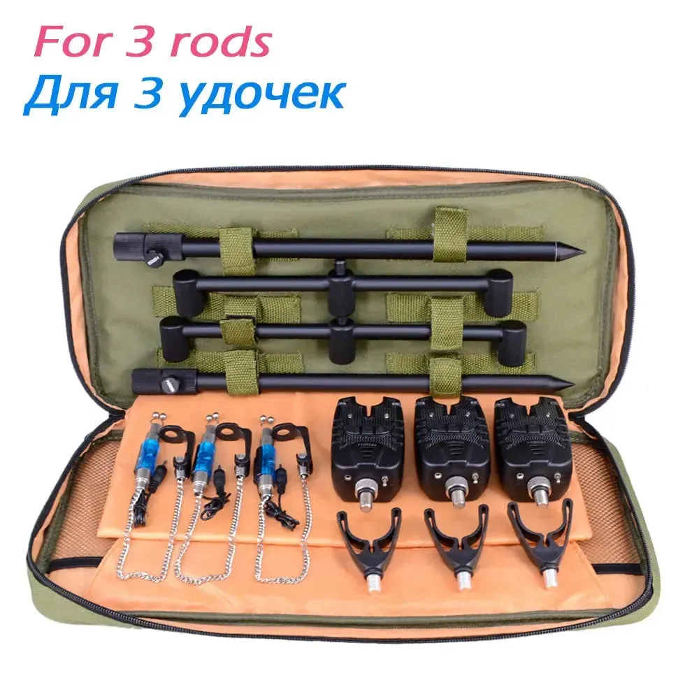 Hirisi Carp Fishing Bite Alarm Set and Swingers Fishing Rod Pod Holder