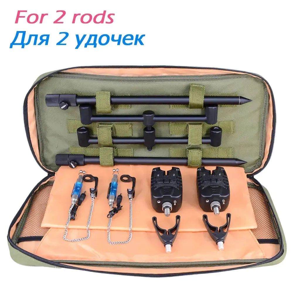 Hirisi Carp Fishing Bite Alarm Set and Swingers Fishing Rod Pod Holder