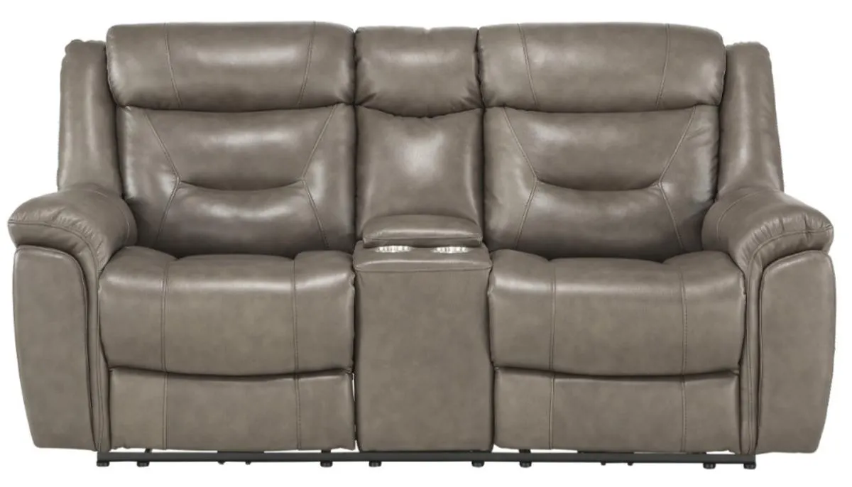 Homelegance Furniture Danio Power Double Reclining Loveseat with Power Headrests in Brownish Gray 9528BRG-2PWH