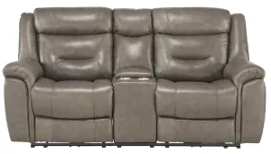 Homelegance Furniture Danio Power Double Reclining Loveseat with Power Headrests in Brownish Gray 9528BRG-2PWH
