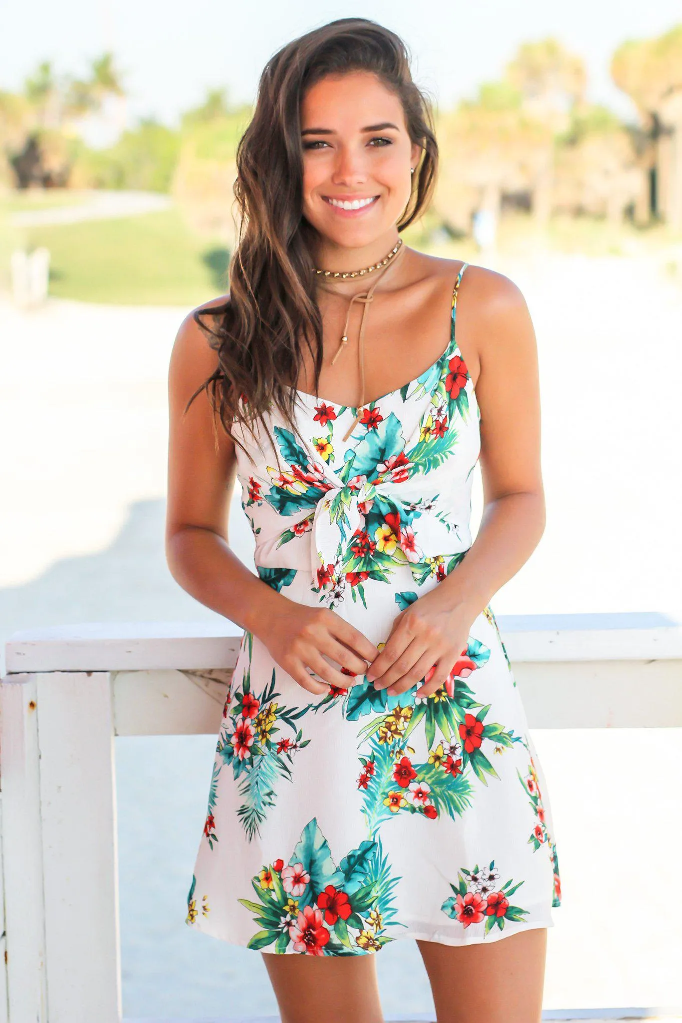 Ivory Tropical Short Dress