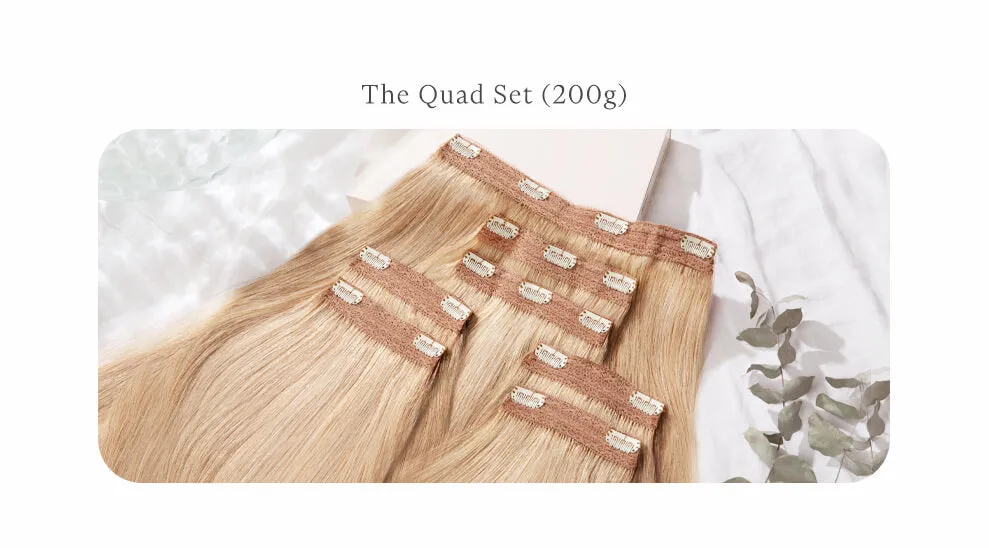 Jet Black, 16" Quad Clip-In Hair Extensions, #1 | 200g