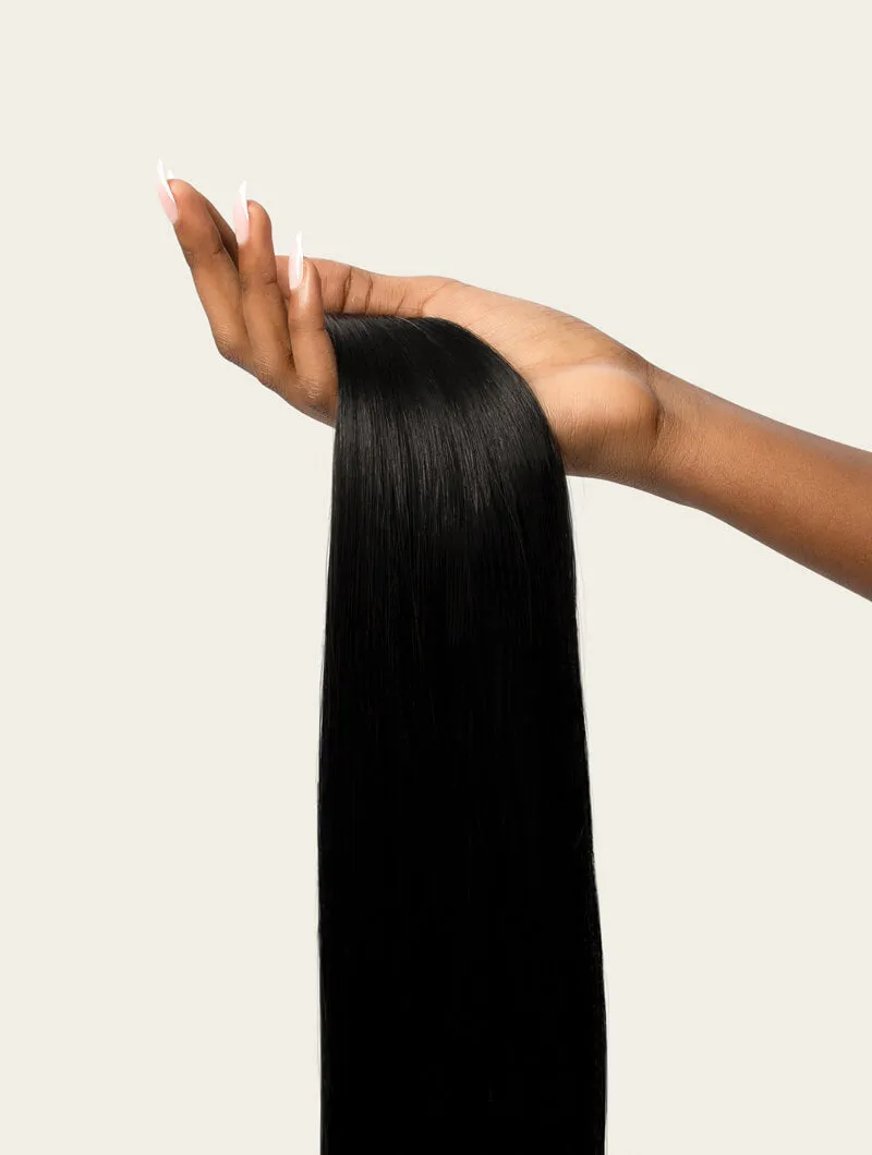 Jet Black, 16" Quad Clip-In Hair Extensions, #1 | 200g