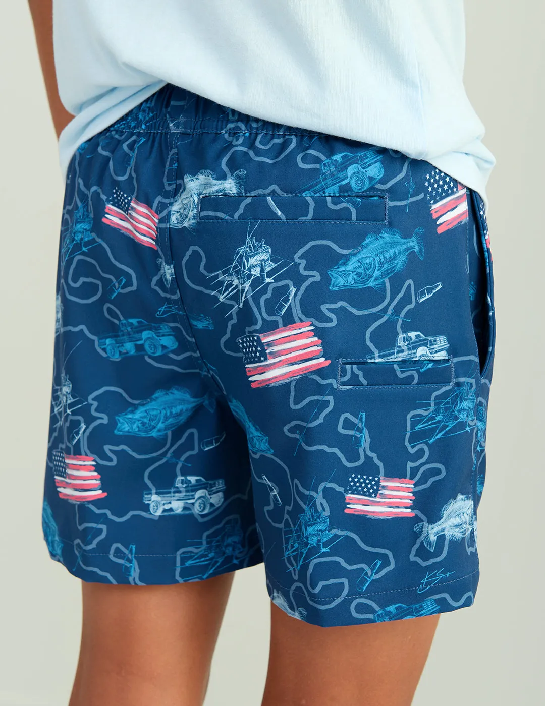 Kids Fish And Flags Pursuit Volley Swim Short