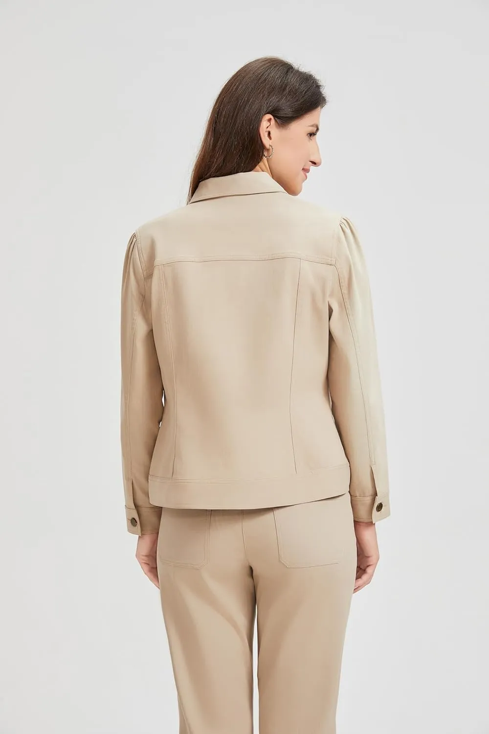 KYAL Women's Light Beige Business Shirt - Wrinkle-Resistant Professional Office Attire for Corporate Professionals