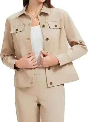 KYAL Women's Light Beige Business Shirt - Wrinkle-Resistant Professional Office Attire for Corporate Professionals