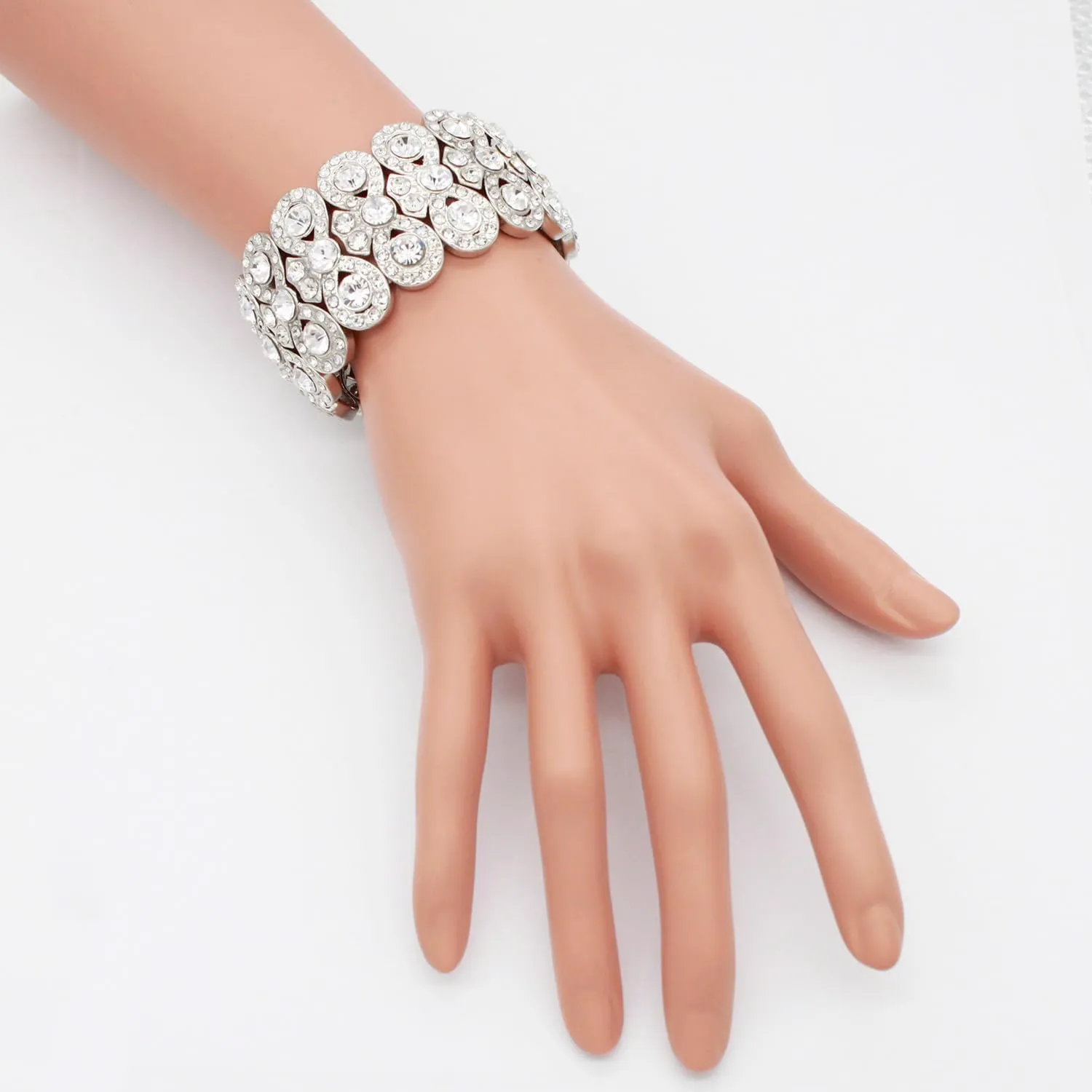 Lavencious Infinity Shape Rhinestone Stretch Bracelet Evening Party Jewelry 7