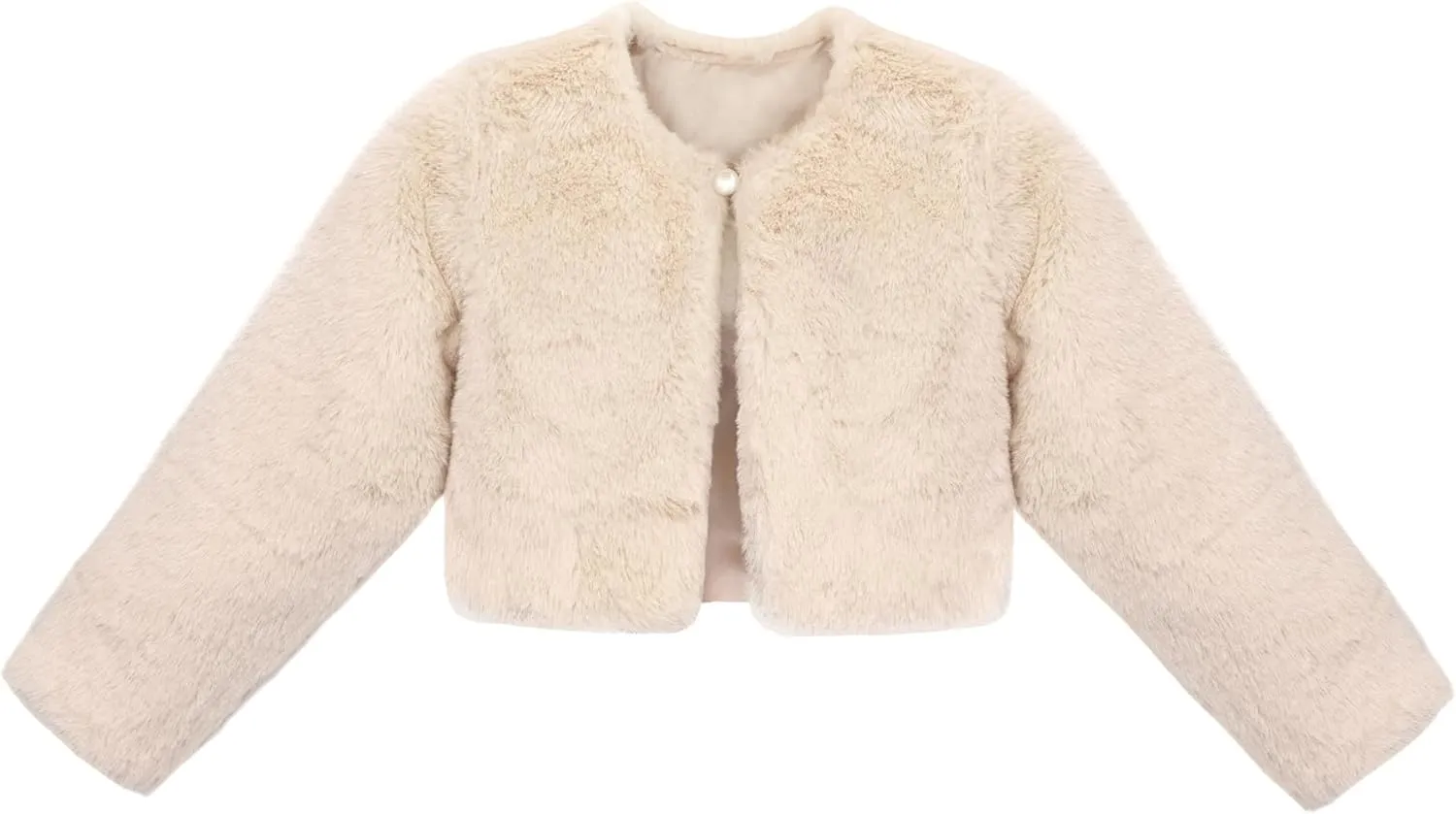 Lilax Girls Cozy Faux Fur Bolero Shrug Long Sleeve Crew Neck Dress Coat