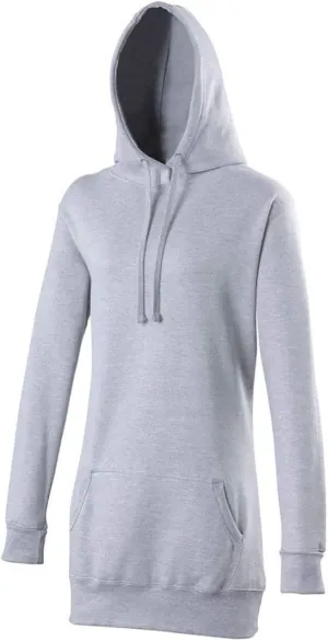 MA ONLINE Girlie Long Length Longline Hooded Hoodie Womens Long Sleeve Casual Sweatshirt (Heather Grey X Small)
