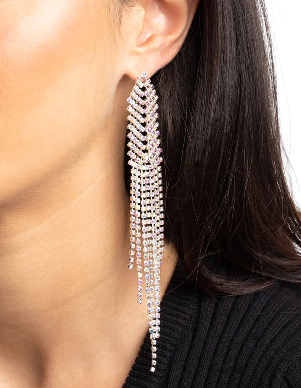 Matte Black Cup Chain Earrings