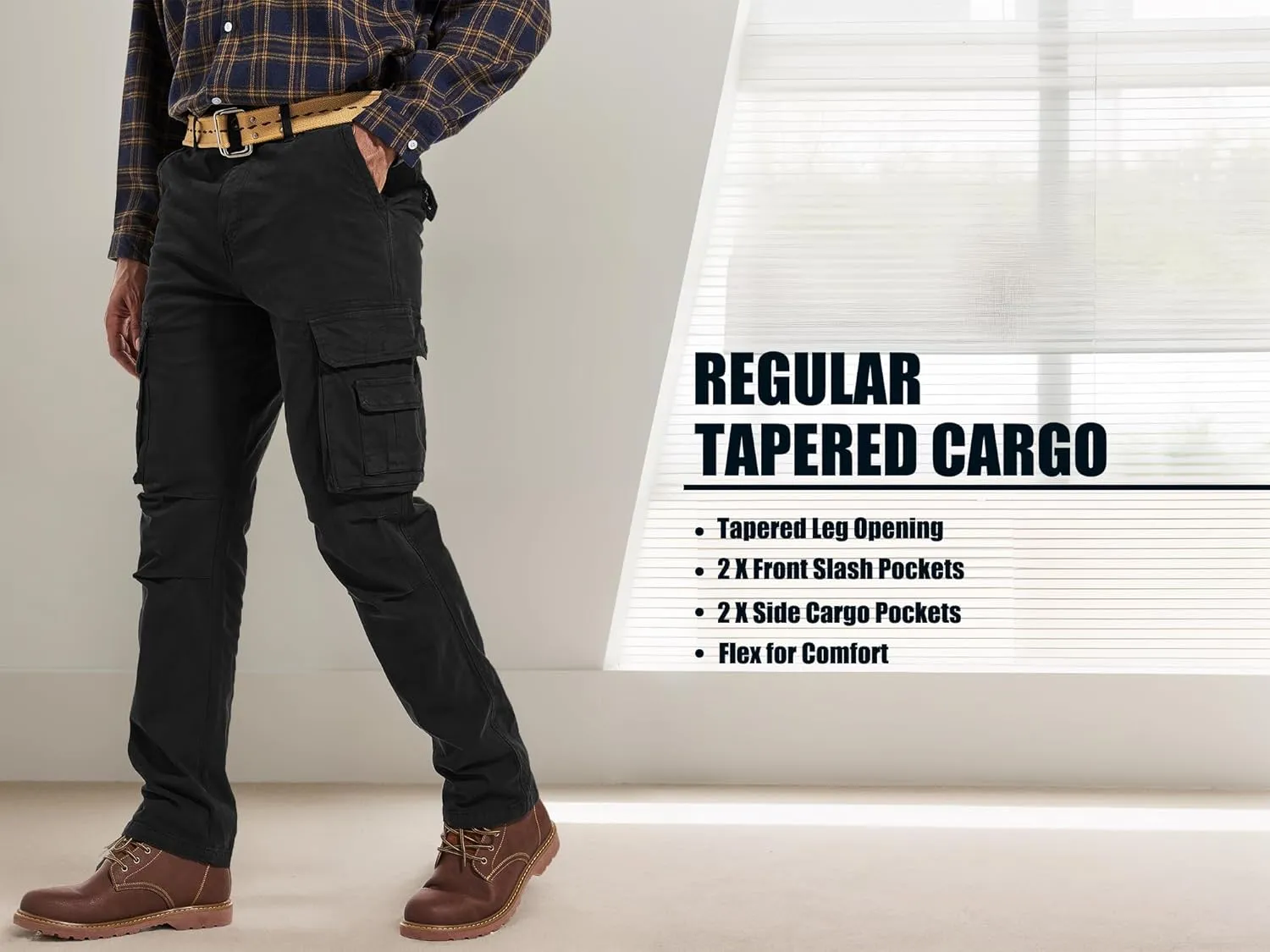 Men's Twill Slim-Fit Cargo Hiking Pants Stretch Cotton Casual Outdoor Tactical Utility Work Military Combat Pants