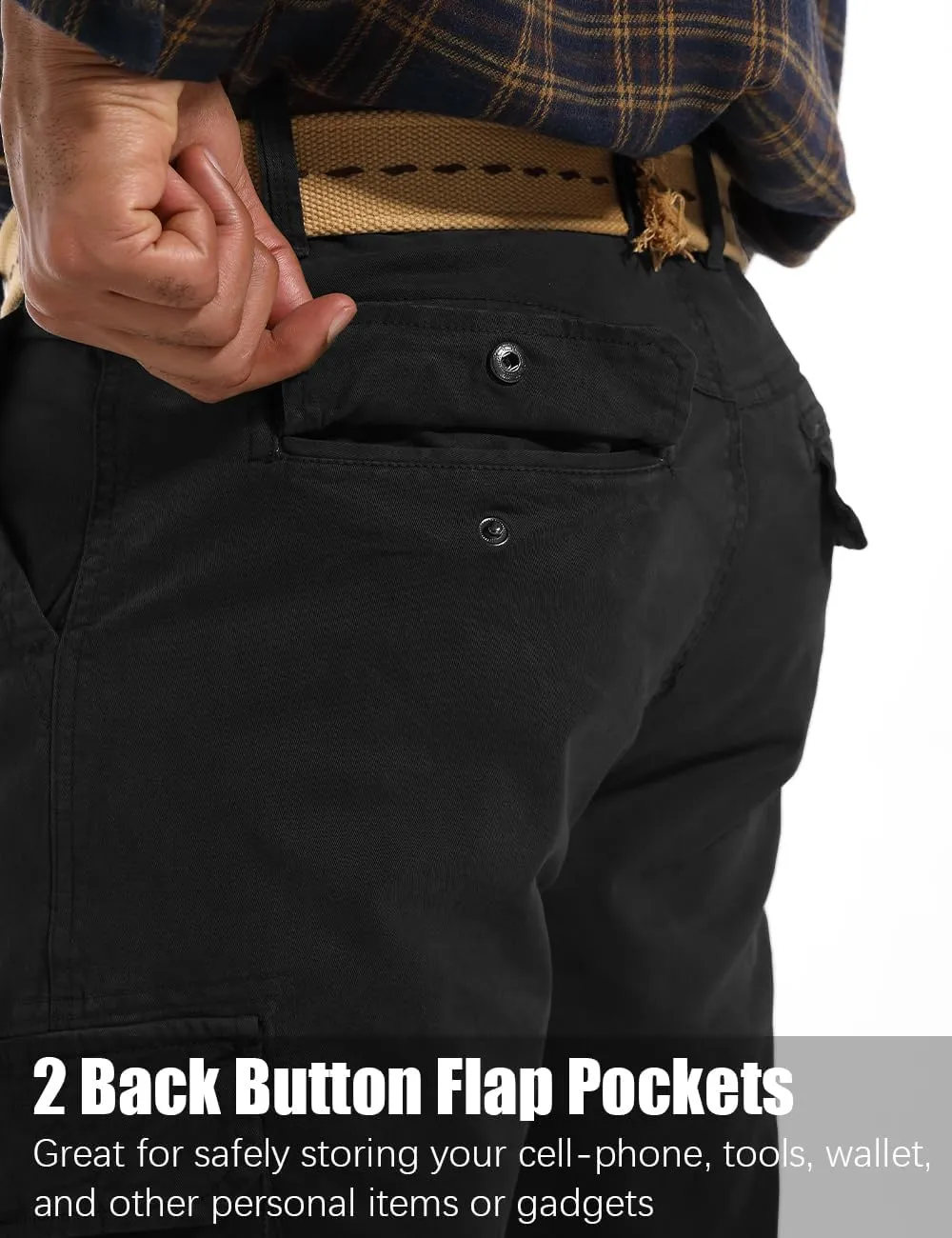 Men's Twill Slim-Fit Cargo Hiking Pants Stretch Cotton Casual Outdoor Tactical Utility Work Military Combat Pants