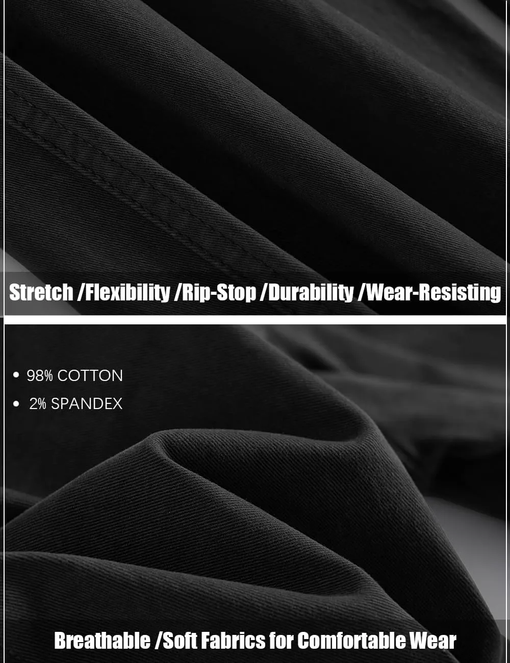 Men's Twill Slim-Fit Cargo Hiking Pants Stretch Cotton Casual Outdoor Tactical Utility Work Military Combat Pants