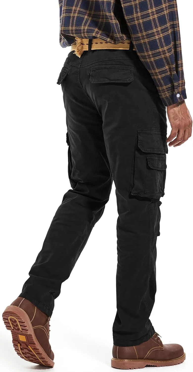 Men's Twill Slim-Fit Cargo Hiking Pants Stretch Cotton Casual Outdoor Tactical Utility Work Military Combat Pants