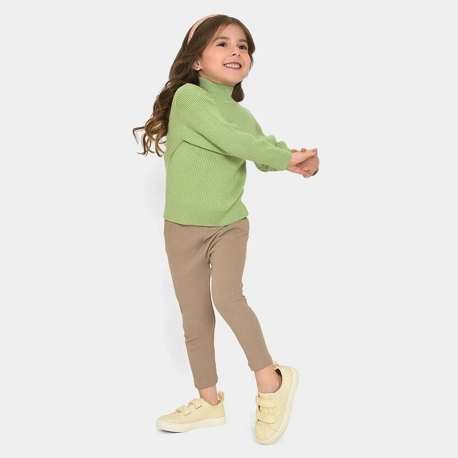 Misty Knitted Thermal Green Top with Turtle Neck