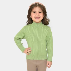 Misty Knitted Thermal Green Top with Turtle Neck