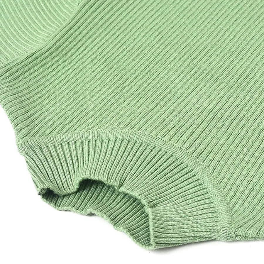 Misty Knitted Thermal Green Top with Turtle Neck