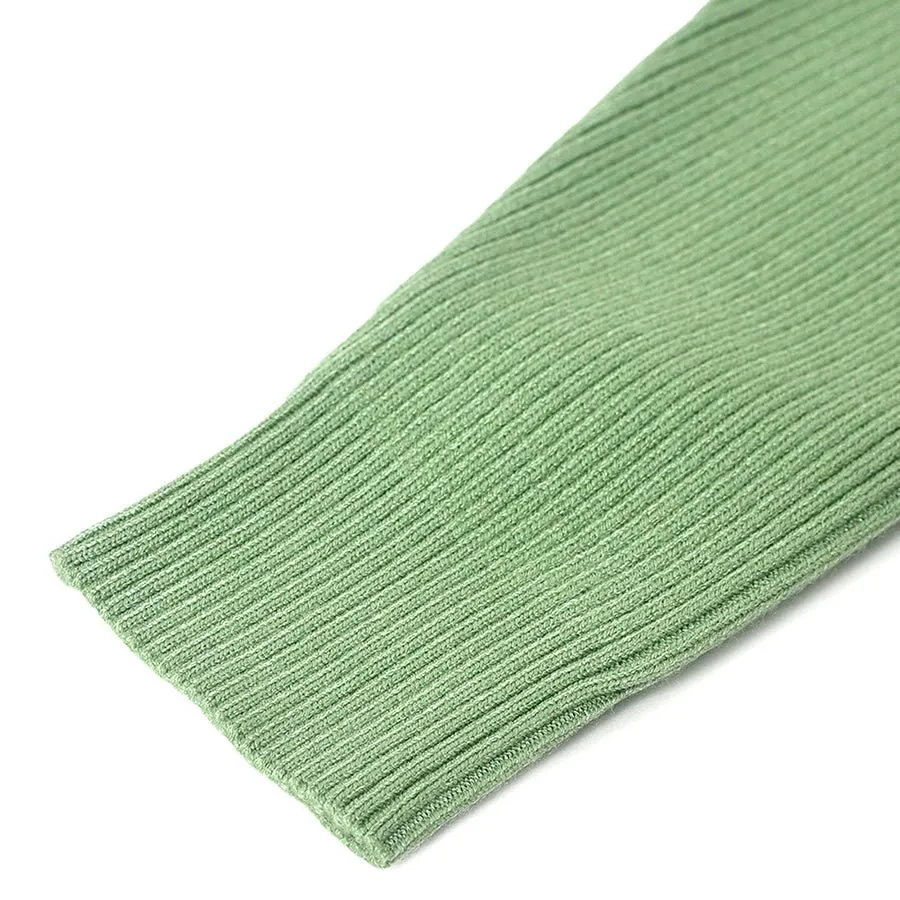 Misty Knitted Thermal Green Top with Turtle Neck