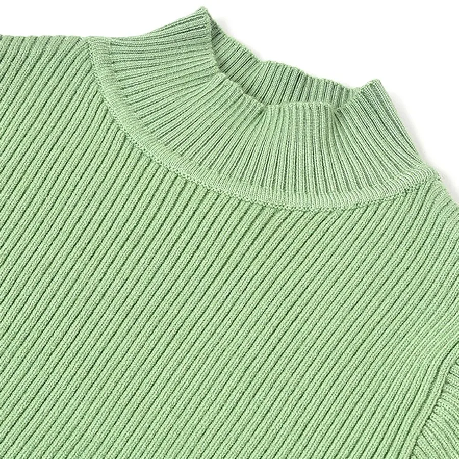 Misty Knitted Thermal Green Top with Turtle Neck